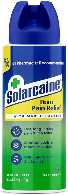 Solarcaine Aloe Sunburn Relief Spray with 4% Lidocaine, 4 oz