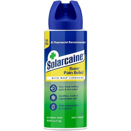 Solarcaine Aloe Sunburn Relief Spray with 4% Lidocaine - After Sun Care Relief for Burns, Scrapes & Itch - Aloe Spray to Soothe, Cool & Replenish Skin - 4oz