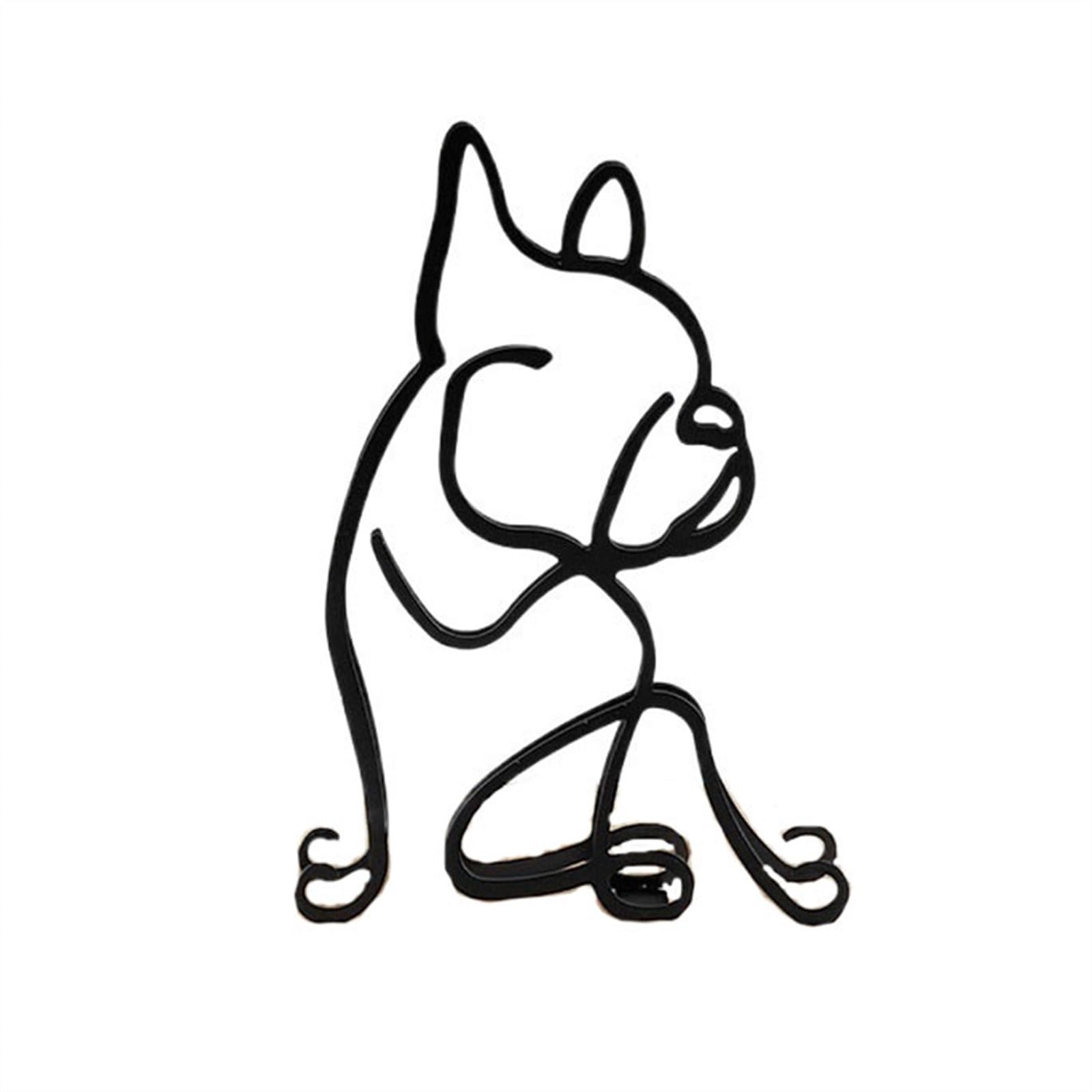 ZENY896V Sculptures Desktop Ornaments Modern Iron Lines Dog Crafts Home Decorations Decor(C)