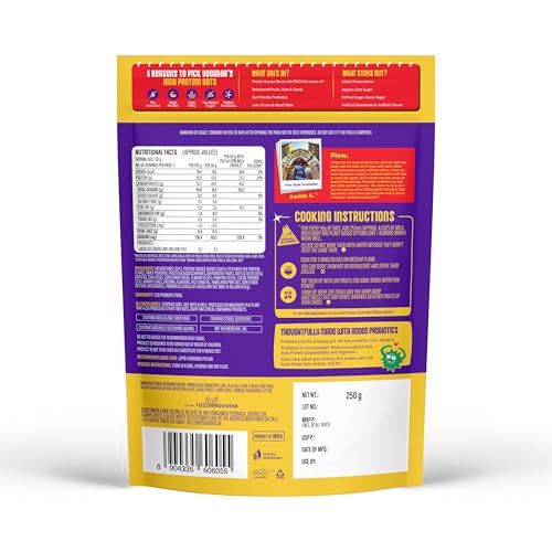 Image of Yogabar 26g High Protein Oats 250 g, Pack of 1, Dark Chocolate - Breakfast Cereal with Wholegrains, 26% Protein & No added sugar