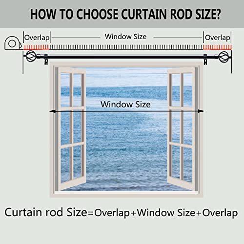 Black Curtain Rods For Windows 66 To 120 Inch,1'' Diameter Heavy Duty Single Window Curtain Rod Set With Metal Twisted Cage Finials,Long Drapery Rods With Brackets For Bedroom,Kitchen,Cafe,Outdoor #TOP3