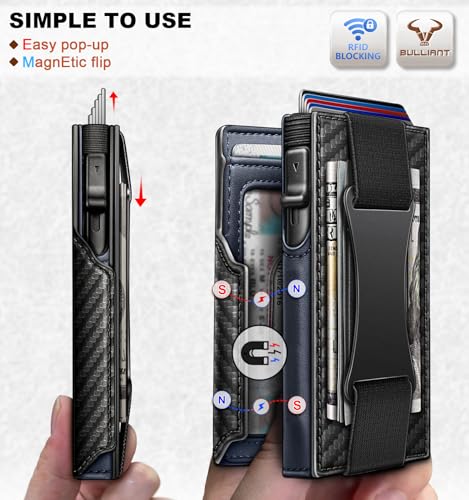 Image of BULLIANT Men Slim Leather Wallet Metal Case Money Clip-Magnetic Closure