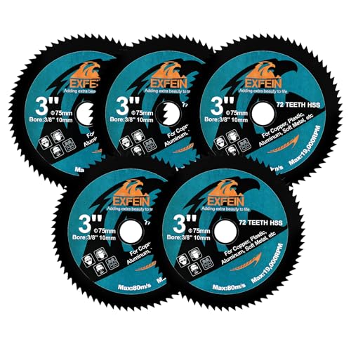 EXFEIN 75mm HSS Circular Cutting Disc 5pcs, High-Speed Steel Disc for Cutting Soft Metal Copper Aluminum Wood Plastic Diamond Disc