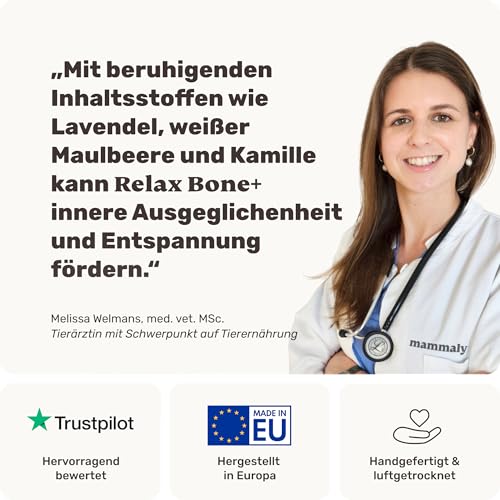 5-in-1 Entspannungs-Kauknochen - Relax Bone+ 1x Kauartikel (12cm) von mammaly - Kaustange aus Rinderhaut mit Kamille & Lavendel u. v. m. zur Beruhigung - Kauspielzeug / -Knochen als Beruhigungsmittel