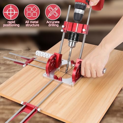 Portable Drill Guide, Multi Angle Drill Guide for Straight Holes,Adjustable Angle 0° to 60°, Heavy-Duty Self-Centering Base,Precision Drilling Jig with Chuck & Key,Chuck Clamping Range for 1/16-1/2\"