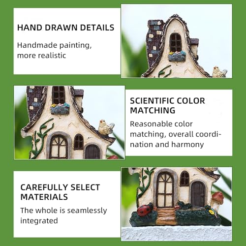 Casa de hadas para jardín exterior resistente al clima que decora patios mágicos 6