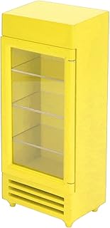 Gonetre Simulación de Refrigerador Vertical de Muñeca Escenas Coloridas Material de Abedul 1:12 Miniatura (Amarillo)