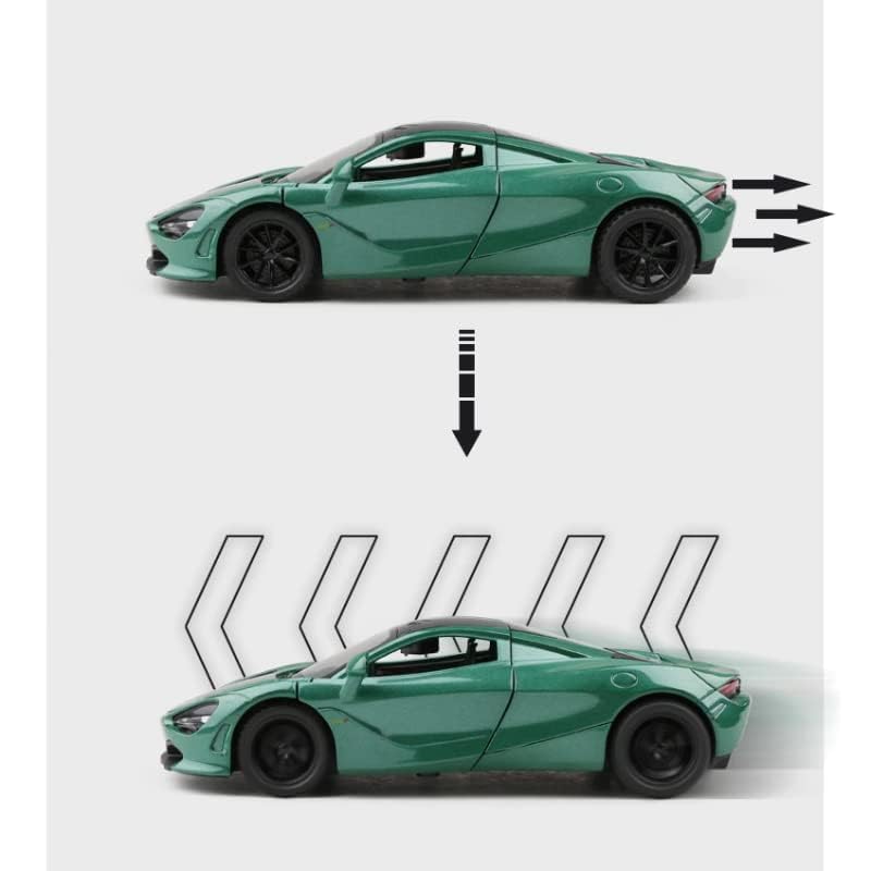 Image of Kids Model 1:32 Mc-Laren 720s Die Cast Metal Car Pull Back Action Opening Doors with Realistic Engine Sound Lights Toy Car Gift for Boys - Green