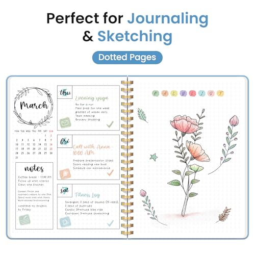 Image of Taja Dotted Spiral Journal Notebook for Women & Men, 140 Pages, Dotted Notebook for Journaling & Note Taking, Journals for Writing, A5(5.7 inch x 7.9 inch) - Blue