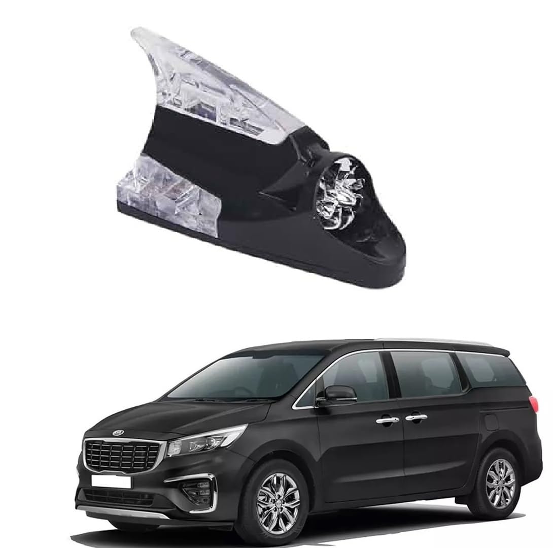 Car Wind Power LED Shark Fin Antenna Light | No Battery Required | Multicolor Auto Glow Decorative Roof Light for Kia Carnival (Black)