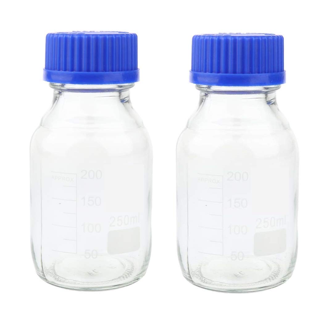 250 mL Reagent Bottle – Borosilicate Glass with Screw Cap | Chemical Storage Lab Bottle | Heat & Chemical Resistant Labware Pack of 2-image-36