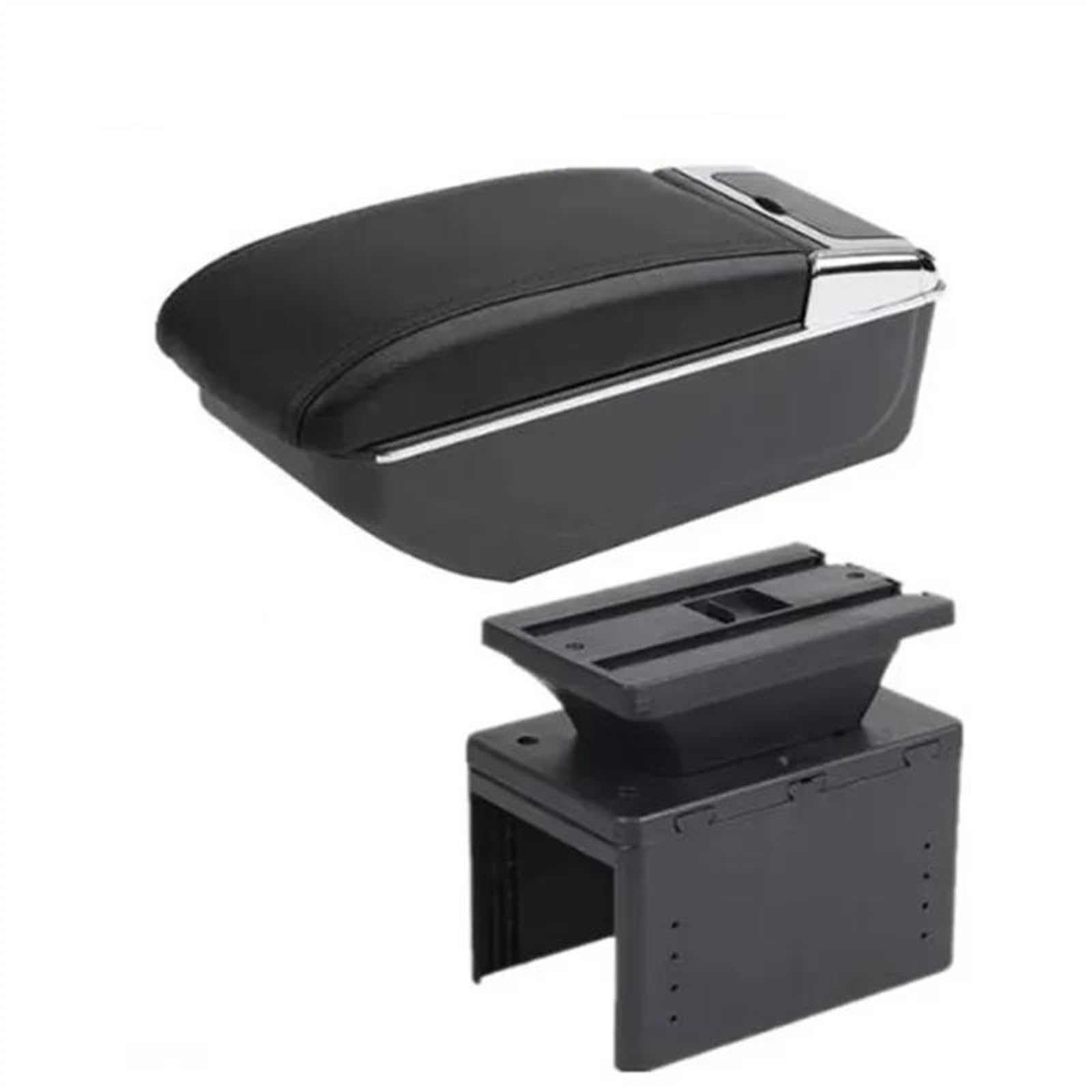 NOHEEU Armrest Box With Multifunctional Support PU Cushion Car Interior Modification Accessories For I20 2021 2022(B black line NO USB)