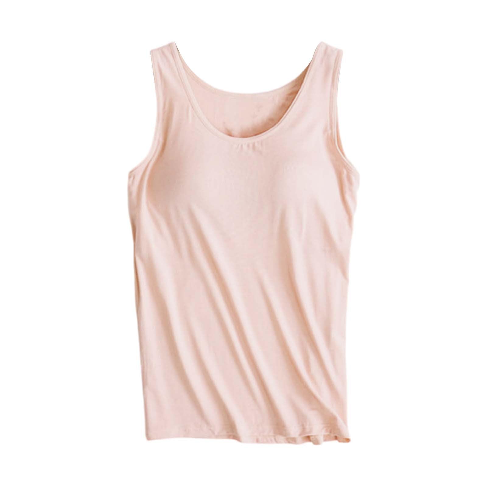 Camisole Femme Avec Soutien-Gorge Intégré - Débardeur Sport Yoga - Bretelles Spaghetti Réglables - Coton - Couleur Uni