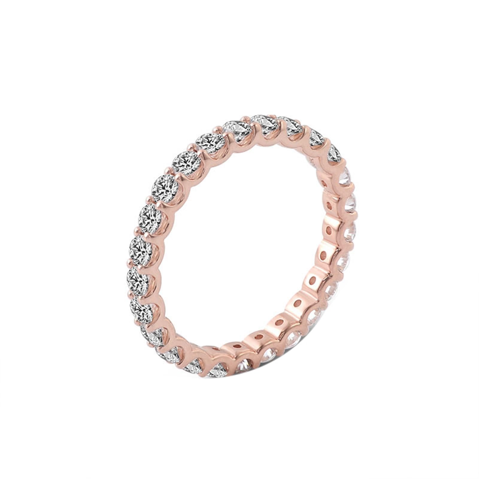 Donna Oro rosa Anelli di fidanzamento Eternità Moissanite da 2,4 mm per lei