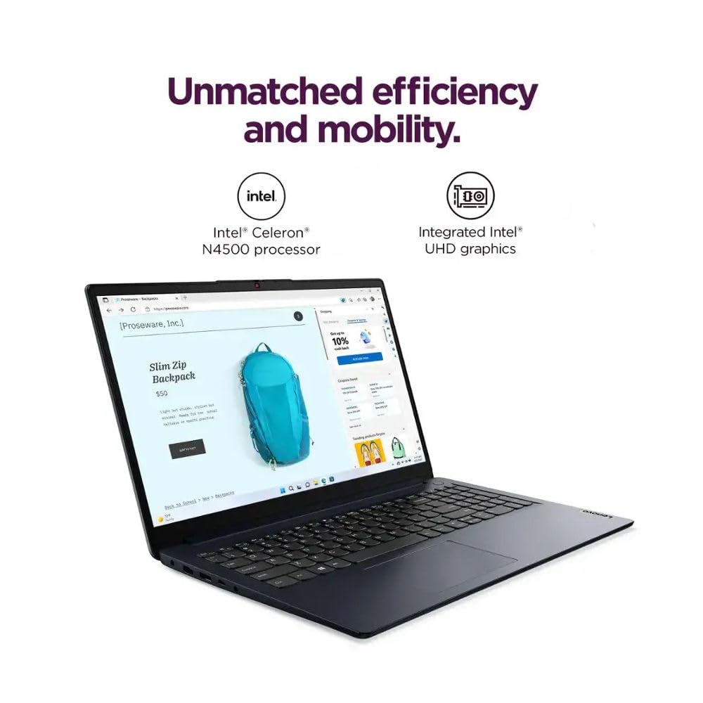 Lenovo IdeaPad 15.6" HD Anti-Glare w/ 1 Year Microsoft 365, 12GB RAM, 384GB SSD, Windows 11 Home, Up to 9.5 Hours Battery Life, Intel Processor, WiFi 6, HDMI, USB-C, SD Card Reader, w/WOWPC USB