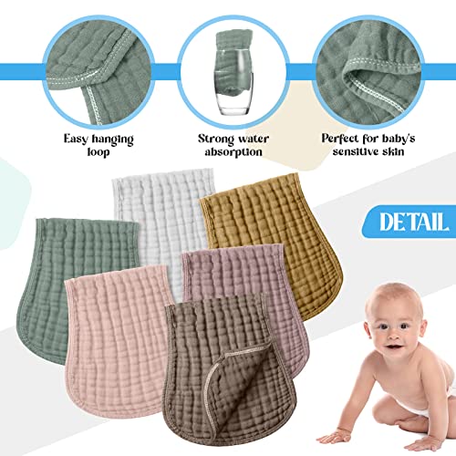 Image of Frienda 6 Pack Muslin Burp Cloths Cotton Large 20''x 9'' Extra Absorbent and Soft Baby Burping Cloth for Baby Boy Girl Unisex(Novel Colors)