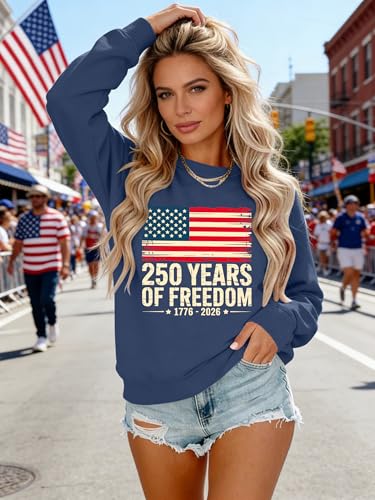 Image of PECHAR USA Sweatshirt Women American Flag Sweater 4th of July Shirts Patriotic Sweater Fourth of July Pullover