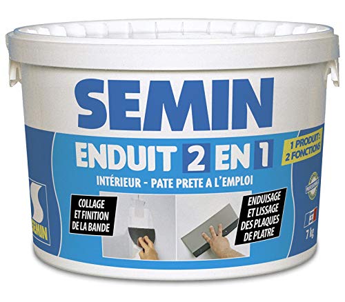 SEMIN Enduit 2 en 1 Multifonction 7kg – Joint & Lissage Plaque de Plâtre, Enduit Prêt à...