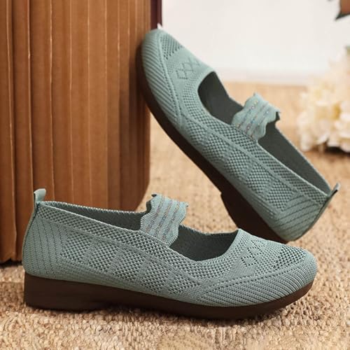 Wide Toe Box Flats Shoes Women Ballet Round Toe Slip On Knit Ballet Flats Mary Jane Dress Flat Women's Wide Width Comfortable Casual Low Wedge Ballerina Walking Shoes with Strap3