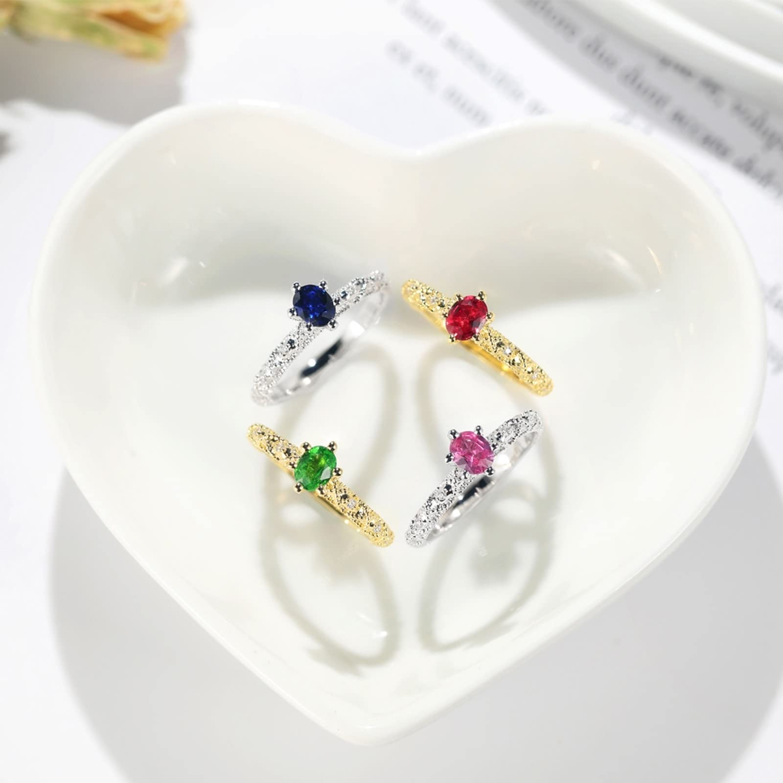 Anello delicato 18 K, semplice promessa anelli eleganza sollievo sei artigli anelli anello gioielli proposta regalo per le donne, Size L 1/2, Oro giallo 18 carati, Zirconia cubica