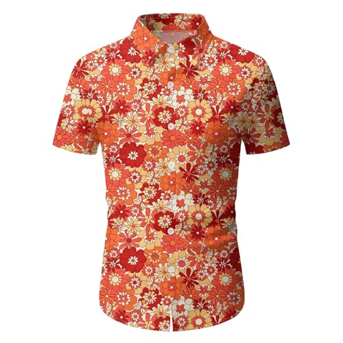 Wenlzhnb Chemise Multicolore Années 70 Accessoire Déguisement pour Homme Adulte Disco Années 80 Chemisette pour Les Soirées à Thème Karnaval Et Halloween Tenue Festival Homme (07 Orange, XL) – vue 3
