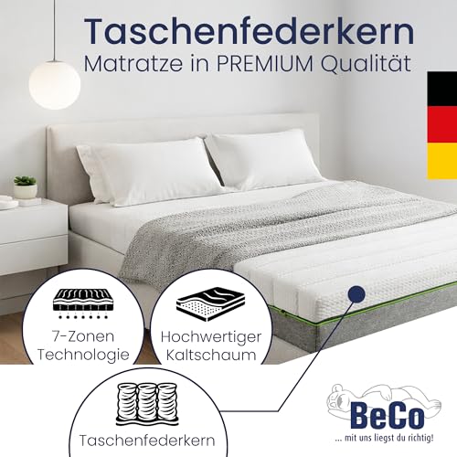 BeCo Feel Like Latex Taschenfederkernmatratze 90x200 cm mit 24 cm Höhe - 7-Zonen Matratze - PUR Like Latex Auflage - Like Latexmatratze mittelfest - Made in Germany – Bild 3
