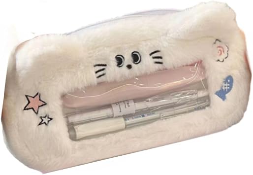 Cute Pencil Case Plush Kawaii Pencil Pouch Aesthetic Supplies Cute Pencil Pouch pink...