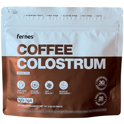 Image of Coffee Colostrum Powder for Women & Men - Grass Fed, Whole Bovine First Day Milking - Non GMO, Soy Free, Keto, Gluten Free - 28 Servings, 5.92 oz - Made in USA