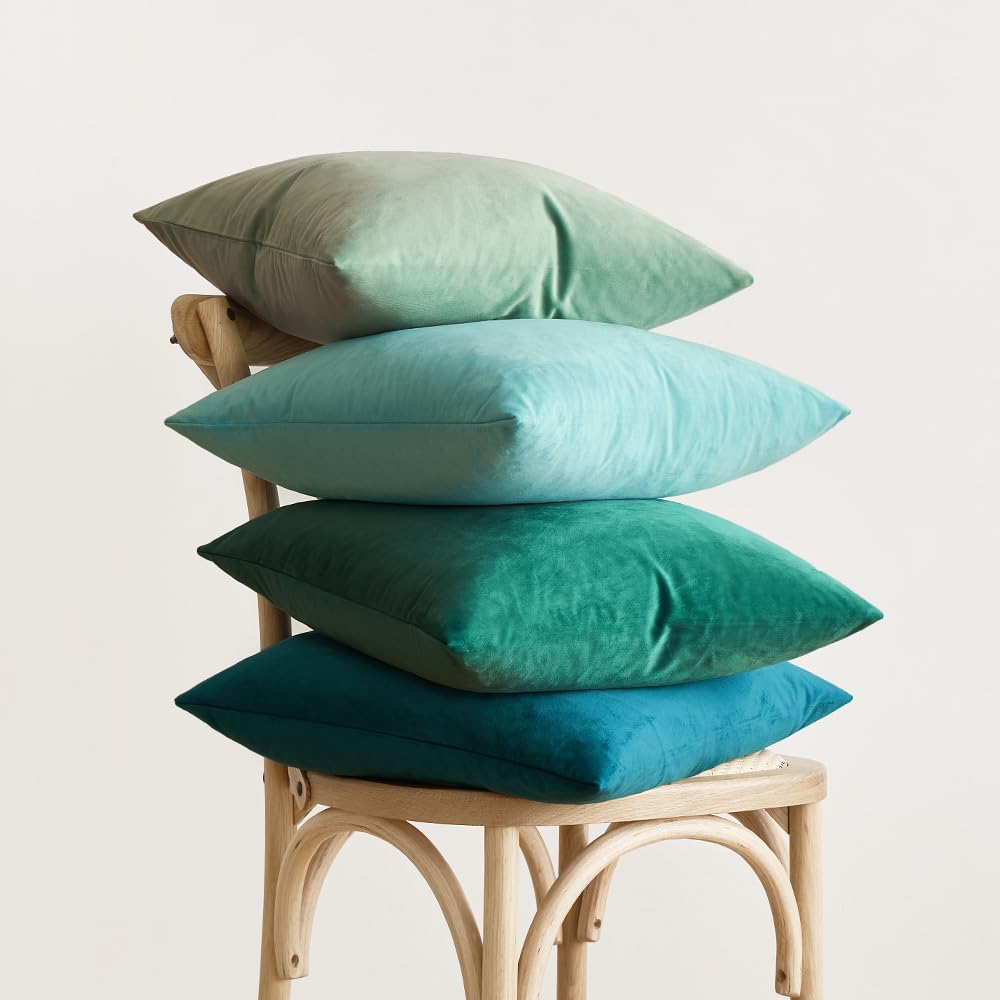 MIULEE Federe Cuscini per Camera da Letto Copricuscini in Velluto per Letto Matrimoniale Decorativi Federa per Salotto Soggiorno Elegante e Moderni Fodere Arredo 2 Pezzi 50X50 CM Blu Lago