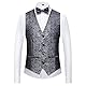 KUDORO Herren Anzüge Slim Fit 3-Teilig Paisley für Hochzeit Business Party Eine Knöpfe Jacquard Smoking Herrenanzug Sakko Weste Hose(Silber,3XL)