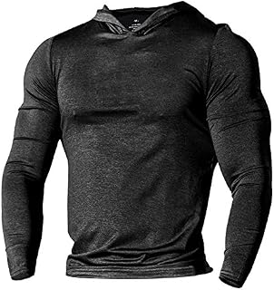 palglg Men's Bodybuilding Tapered Long-Sleeve Slim Fit Sweatshirts Active Hoodies Heather Black XL