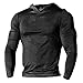 Slimbt Men's Bodybuilding Tapered Long-Sleeve Slim Fit Sweatshirts Active Hoodies Heather Black M