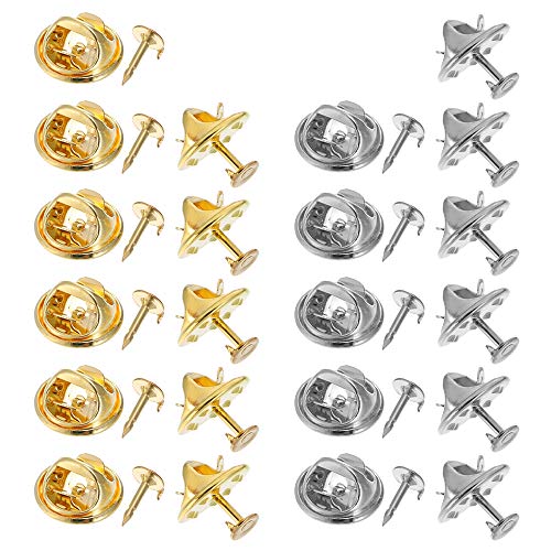 Alfileres Cierres,100 piezas Pines de Repuesto Embrague de Mariposa Imperdibles Broches para Etiquetas de Nombres Ganchos Manualidades Bricolaje DIY Plateado+Dorado