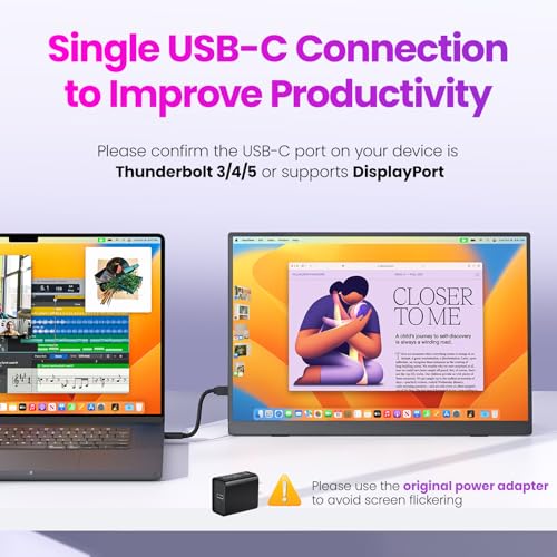 Image of Upperizon 16Inch 2.5K 2560x1600 16:10 100% sRGB Travel Monitor HDMI USB-C Portable Monitor for Laptop MacBook PC Surface Xbox Switch PS5 with Kickstand VESA
