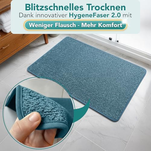 Bodenständig® Badematte rutschfest waschbar - Badvorleger Türkis – Ansicht 2