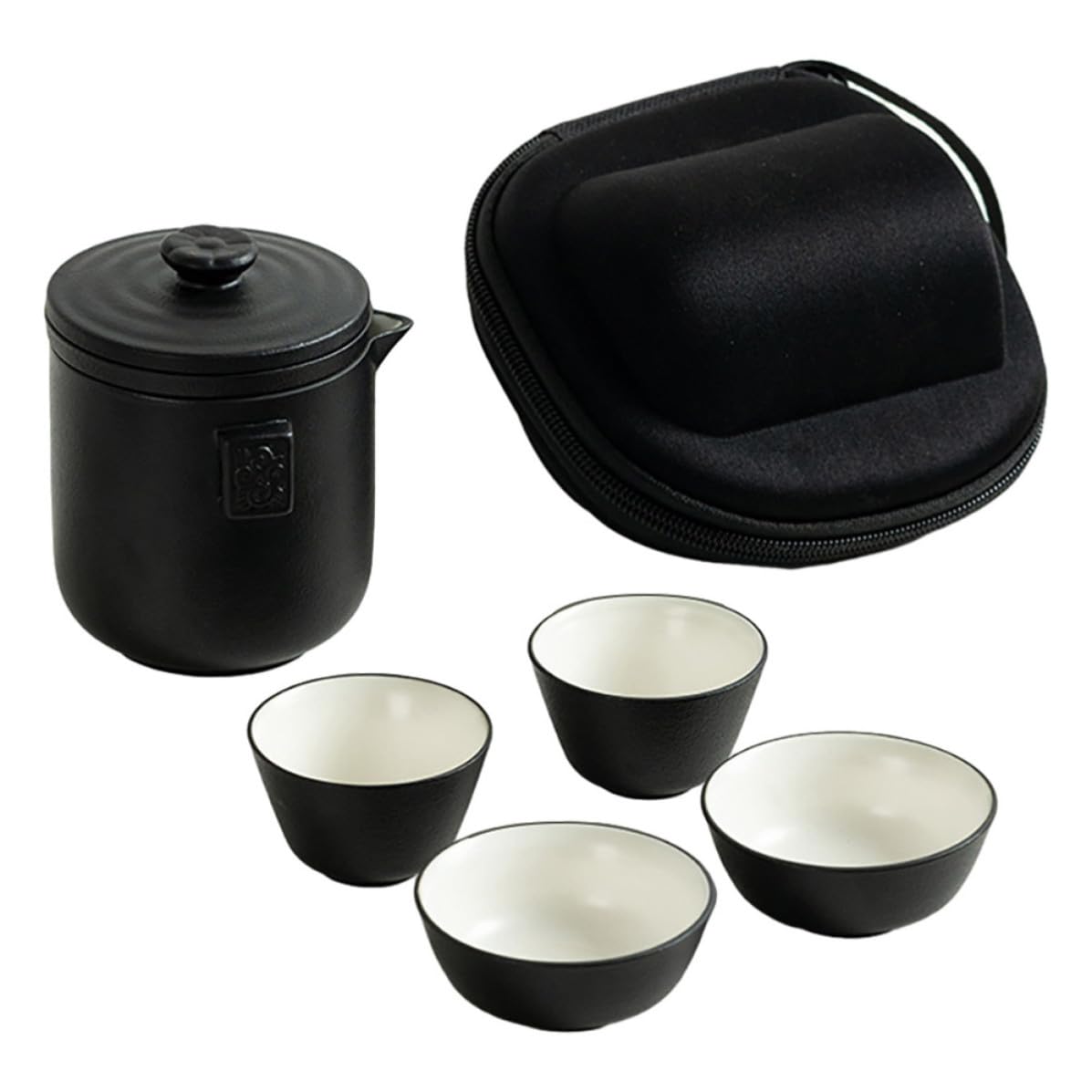 Juego de té chino portátil con bolsa de viaje y diseño ergonómico de cerámica selecta