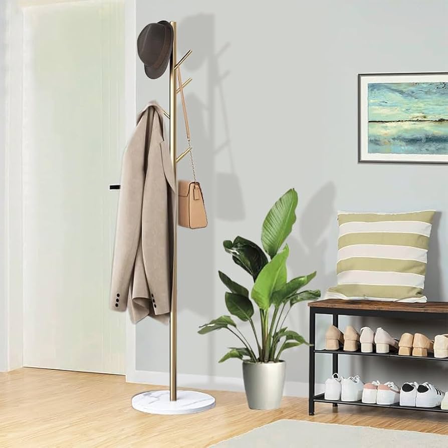 DOORXIFO Metal Gold Coat Racks Freestanding, Coat Hanger Stand