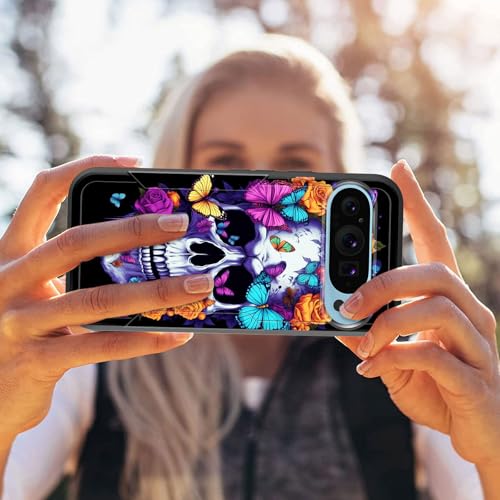 JHYYTUJTYP for Google Pixel 10/10 Pro 6.3 inch 2025 Case,[Military Grade Drop Tested] Heavy-Duty Tough Rugged Shockproof Protective Case,Floral Butterfly Skull - image 7