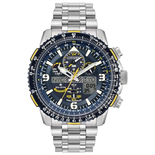Image of Citizen Stainless Steel Men's Analog-Digital Promaster Skyhawk A-T Jy8078-52L Chrono SS Bracelet Blue Angels Eco-Drive Watch