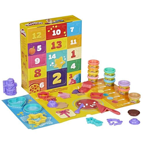 Play-Doh Advent Calendar for Kids, 14 Days to Birthday, Vacation, Party, Back to School, More, Surprise Arts & Crafts Activities, 26 Accessories & 17 Colors, 3+ (Amazon Exclusive)