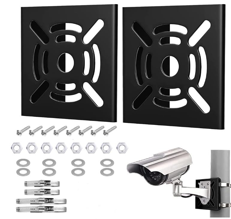 BTtime 防犯カメラ 取付金具 ポール 2PCS ハウジング スタンド 監視カメラ 円柱 角柱 バンドサイズ直径10cm /20cm ハウジング ブラケット 防犯カメラ取付金具 固定 センサーライト 取り付け簡易 空き巣 対策 (ブラック)