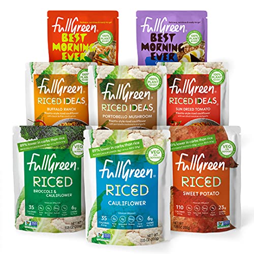 Fullgreen mixed Variety case - Riced Vegetables, Riced Ideas and Best Morning Ever - The best way to try them all! - all non-gmo, ready to eat in 1 min - made in the USA