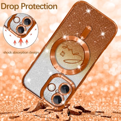 Image of ZIYE Magnetic Case Designed for iPhone 17 Glitter Case-Orange