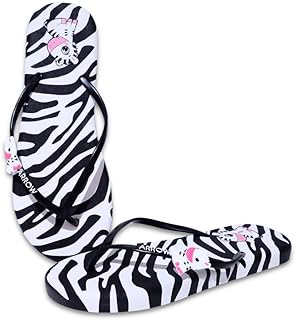 شبشب فليب فلوب للمنزل بنقشة حيوانات باللونين الأبيض والأسود للنساء