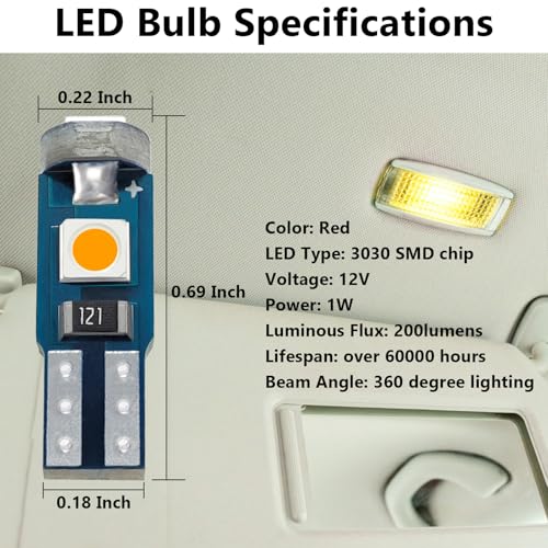 Image of ecocstm 12 PCS T5 LED Bulbs, 74 73 37 2721 Instrument Cluster Light Bulb, 12 Volt Bright Canbus Error Free LED Dashboard Light Bulb, 3030 SMD Automotive Replacement Bulbs (Yellow)