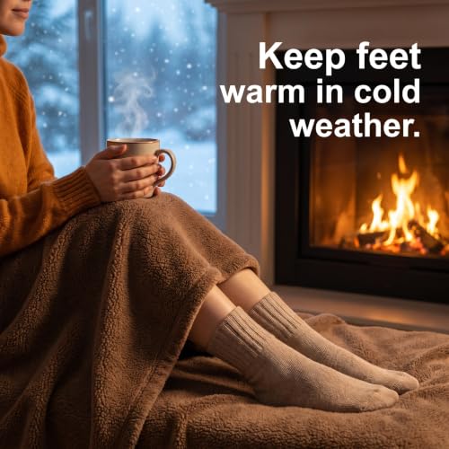 Image of Winter Women Socks 5 Pairs Vintage Wool Casual Thermal Crew Socks