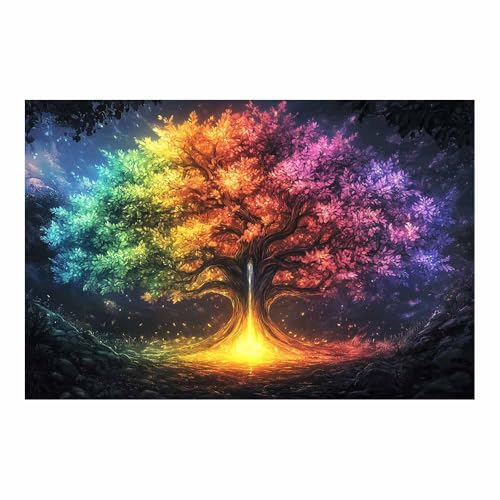 Arbre aux fleurs colorees toile murale 50x70cm pour illuminer un salon sombre ou sans vie