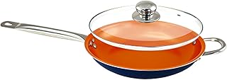 Homatz Non Stick Wok Pan with Lid - 30cm Large Frying Pan Cookware, Stainless Steel, Ergonomic Handle, Ceramic Copper Skillet Frying Pan - Compatible Electric, Gas and Induction Hob | Blue