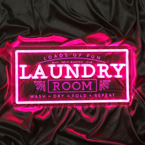 Image of Laundry Neon Sign for Laundry Room, USB Powered Pink Loads Of Fun LED Neon Light, Acrylic Wall Decor Hanging Laundry Sign For Home Business Laundry room Bathroom Farmhouse Gift
