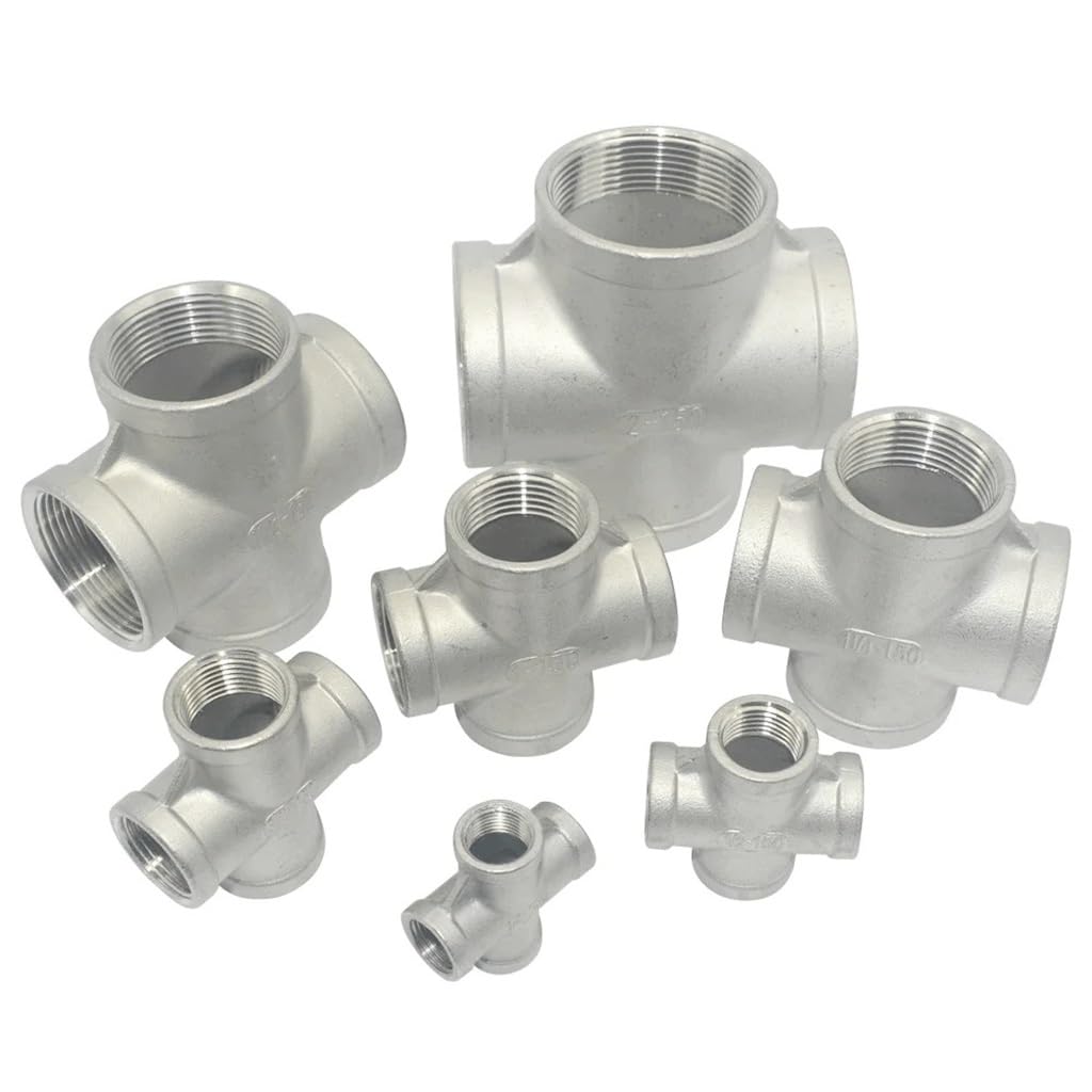Raccord de tuyau fileté BSP femelle en acier inoxydable 304, connecteur croisé égal à 4 voies for la maison(1 1/4")